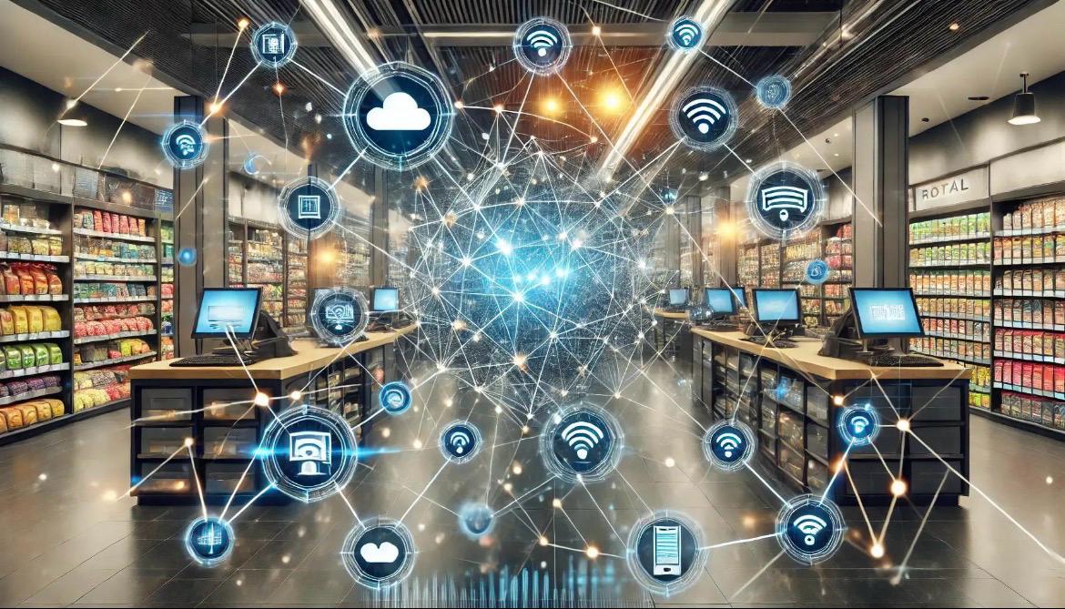 Connected digital systems inside a modern retail store